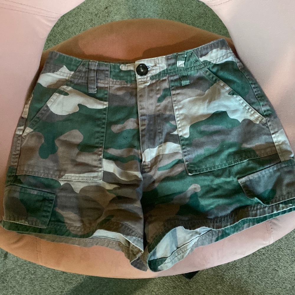 cute y2k camo shorts